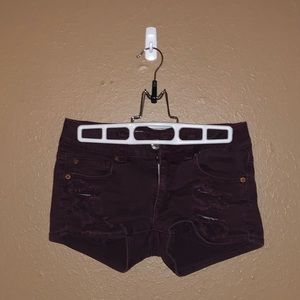 American Eagle Maroon Denim Jean Shorts Size 0